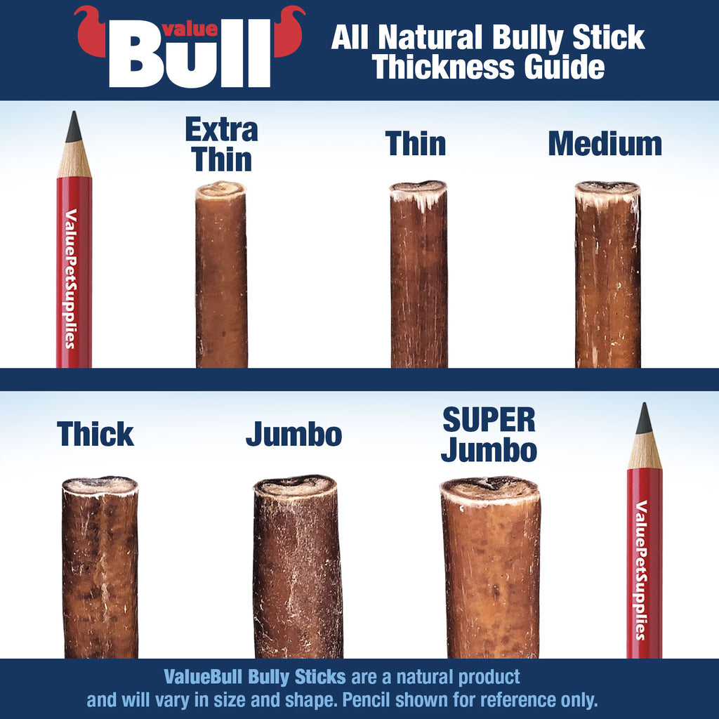 Bully Sticks, Low Odor Premium Dog Chews, Thin 12